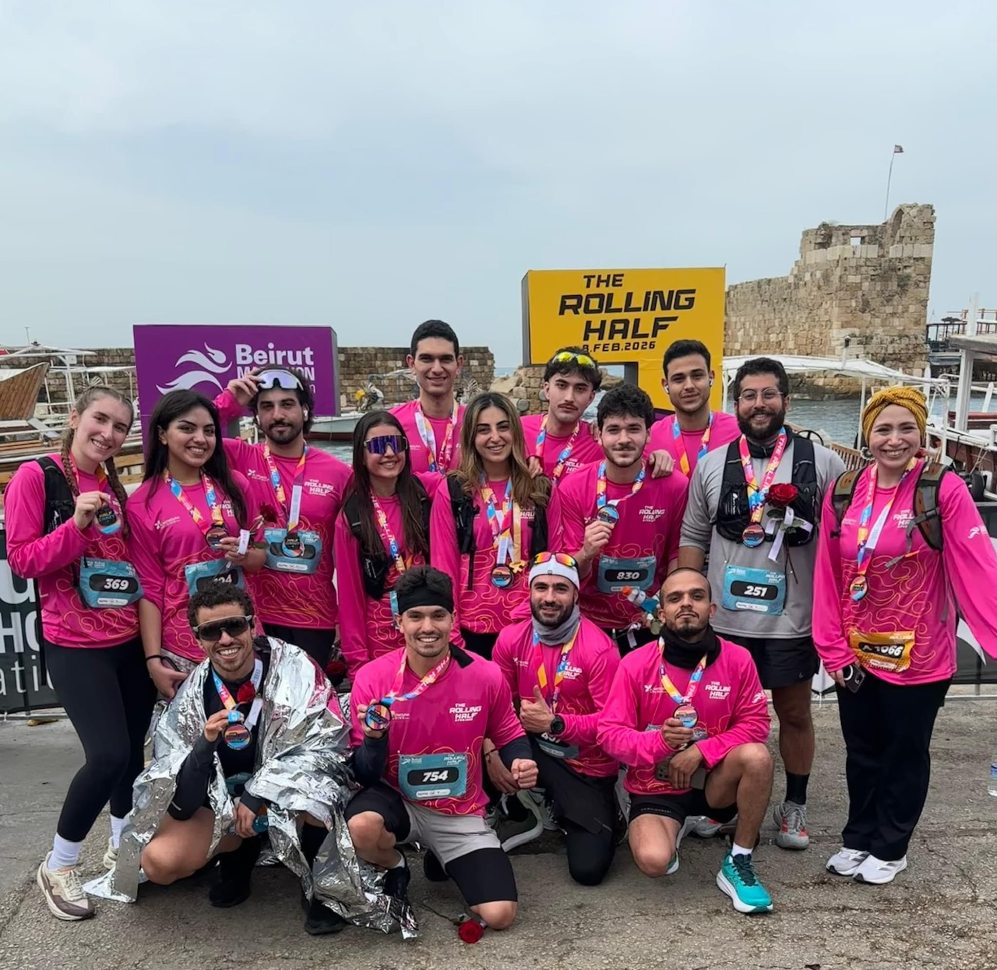 Pre-run briefing huddle at the Rachid Karami International Fair